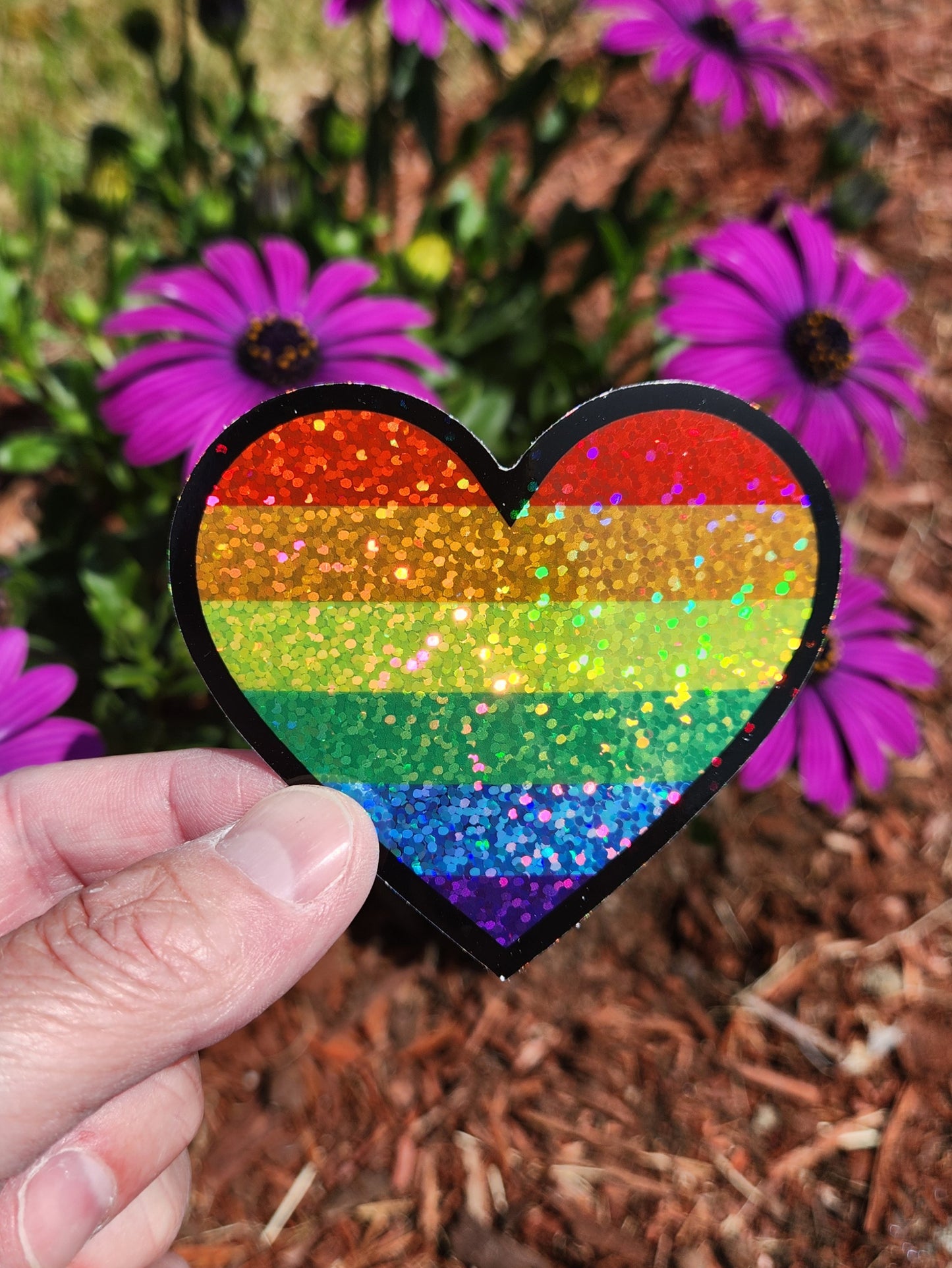 Rainbow Heart Glitter Sticker