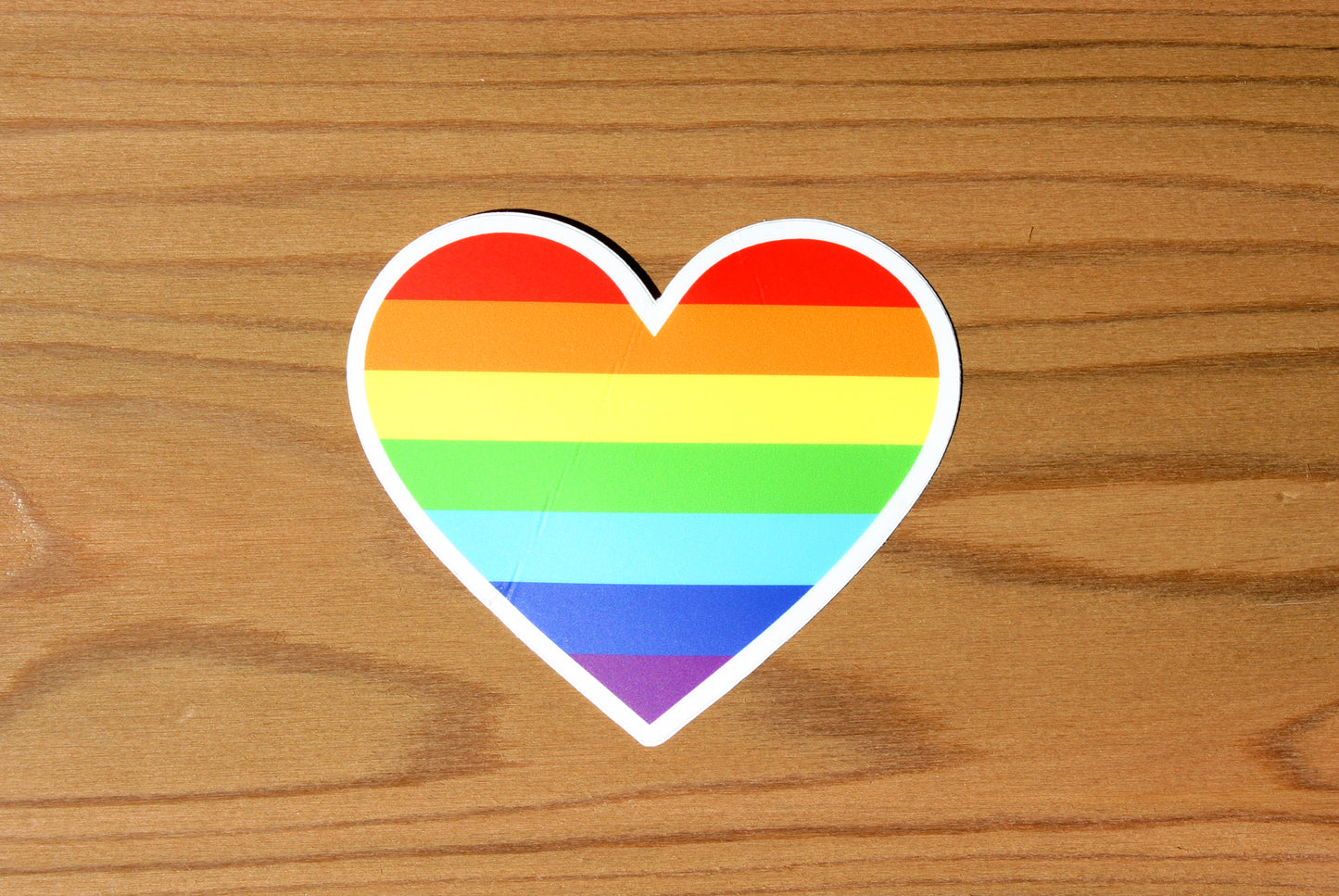 Rainbow Heart, White Outline