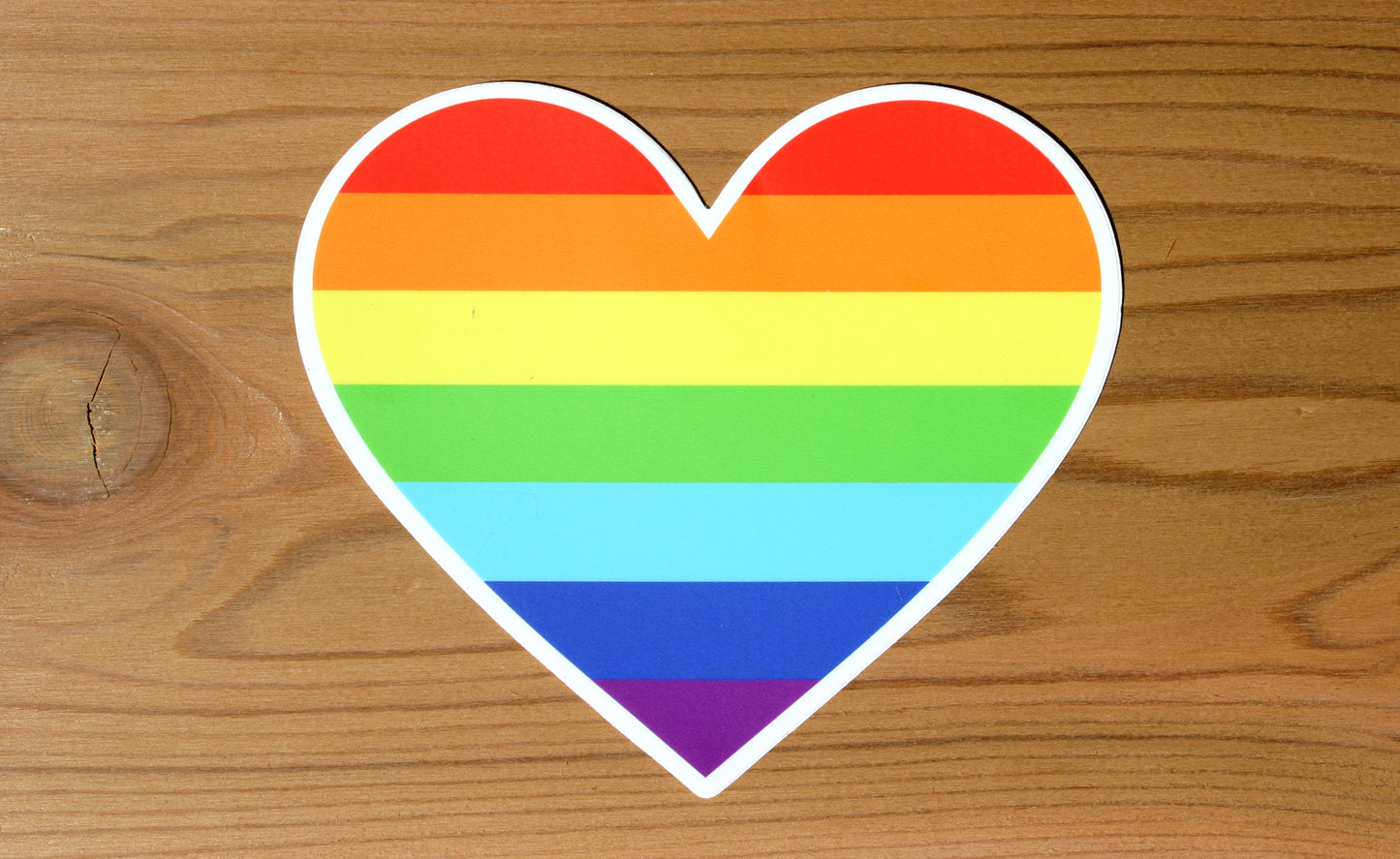 Rainbow Heart, White Outline