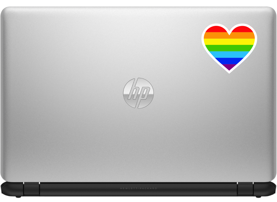 Rainbow Heart, White Outline