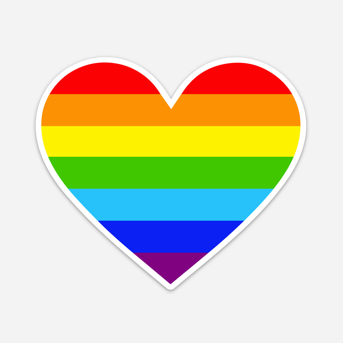 Rainbow Heart, White Outline