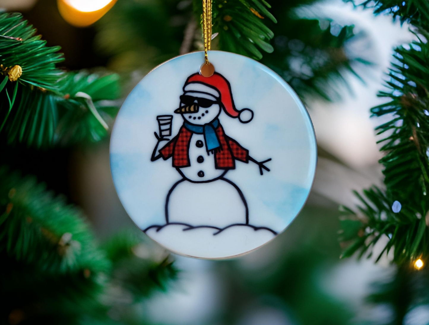 Hipster Snowman Ornament