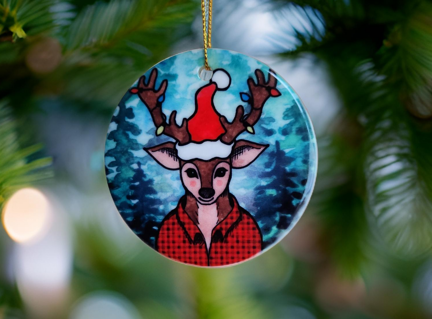 PNW Flannel Reindeer Ornament