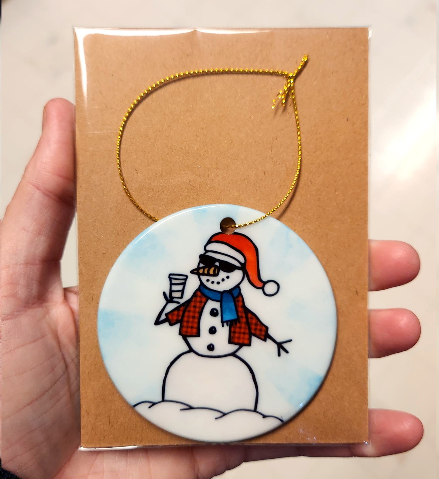 Hipster Snowman Ornament