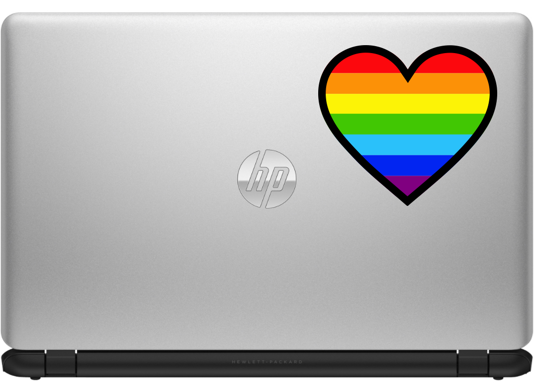 Rainbow Heart, Black Outline