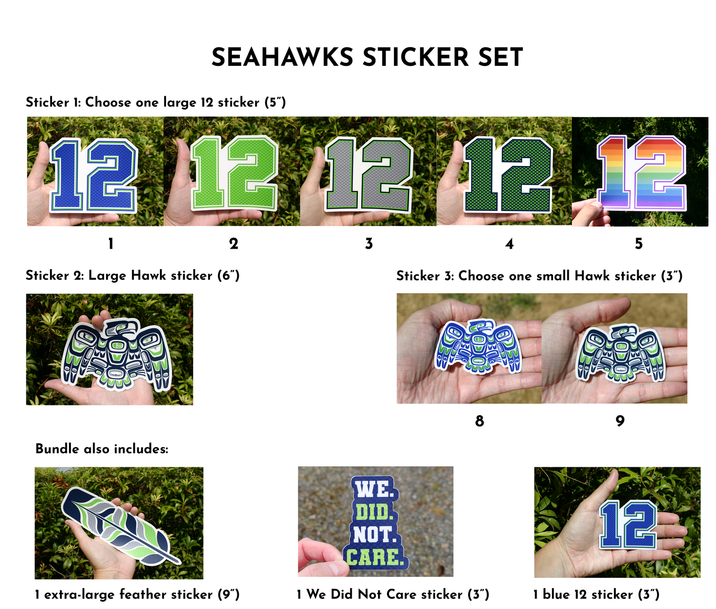 Seahawks Set - 6 stickers