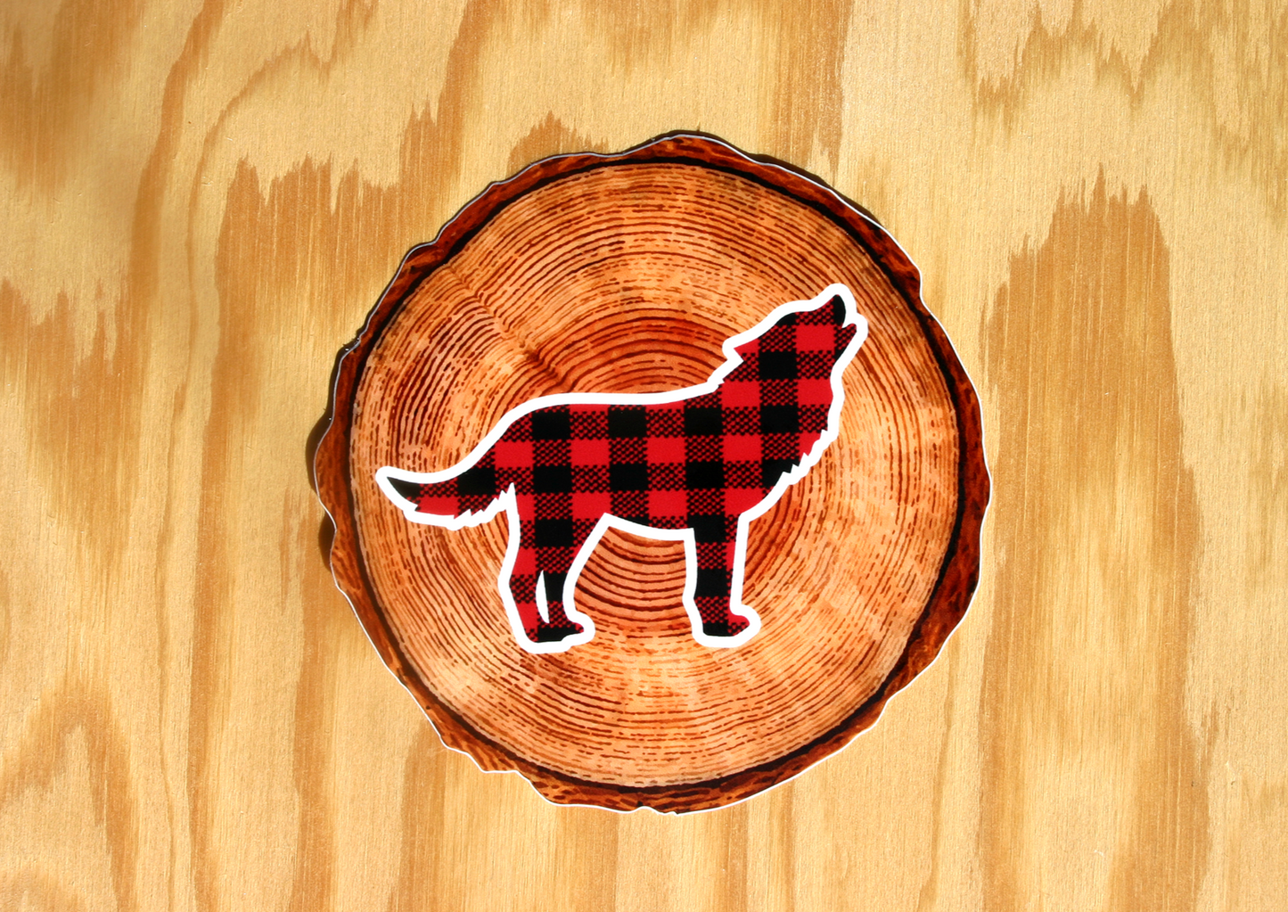 Wood Stump, Plaid Wolf